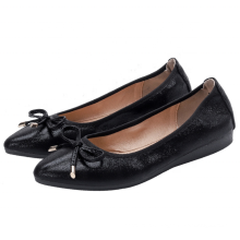 Black Fold Up Shoes, Women Slip-On Ballet Shoes, Classic Pointed Toe Flats With Bow